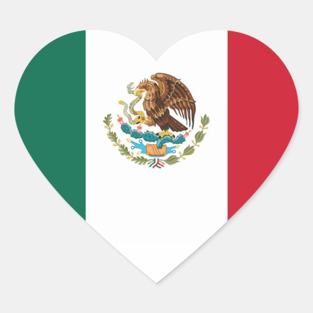 Sticker Cœur Drapeau du Mexique (Devant)