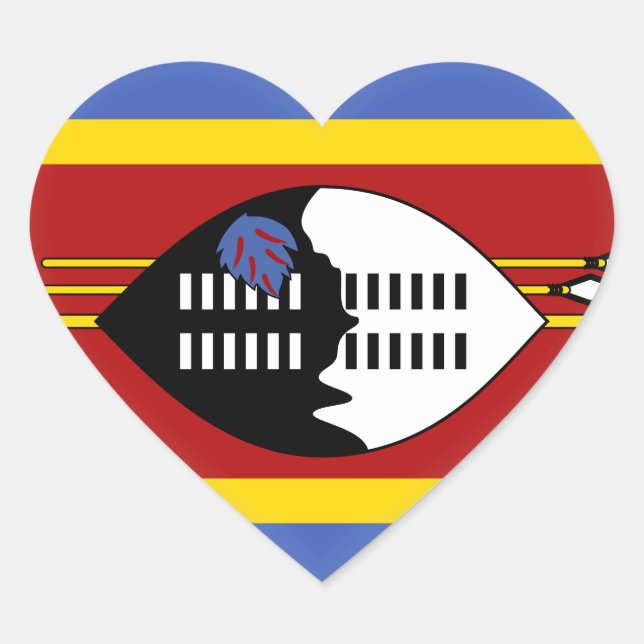 Sticker Cœur Drapeau du Swaziland (Devant)