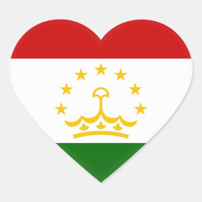 Sticker Cœur Drapeau du Tadjikistan (Devant)