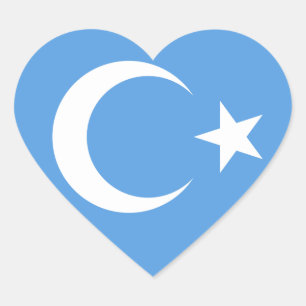 Sticker Cœur Drapeau du Turkestan oriental Ouyghur