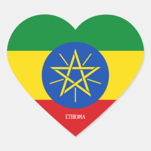 Sticker Cœur Drapeau Ethiopien Splendide Patriotique