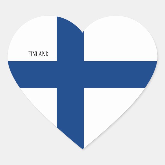 Sticker Cœur Drapeau Finlande Splendide Patriotique (Devant)