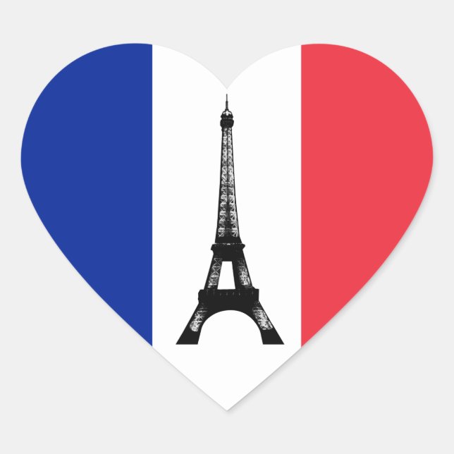 Sticker Cœur Drapeau français & Tour Eiffel - France /supporter (Devant)