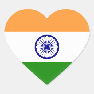Sticker Cœur Drapeau indien