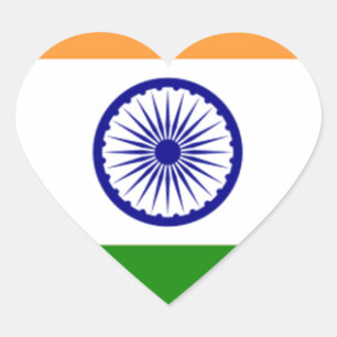 Sticker Cœur Drapeau indien de bonne couleur "Tiranga"