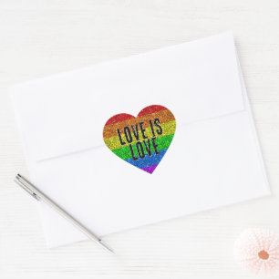 Sticker Cœur Drapeau LGBT dynamique Sparkle Love personnaliser 