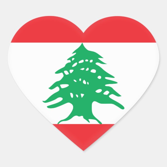 Sticker Cœur Drapeau libanais (Devant)