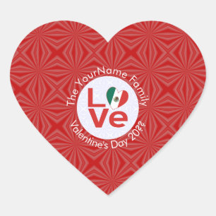 Sticker Cœur Drapeau mexicain rouge LOVE personnalisé 
