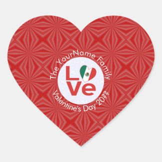 Sticker Cœur Drapeau mexicain rouge LOVE personnalisé