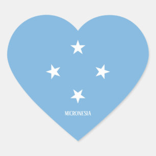 Sticker Cœur Drapeau Micronésie Splendide Patriotique
