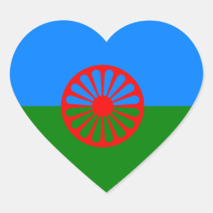 Sticker Cœur Drapeau officiel des Tziganes roumains