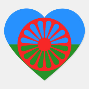 Sticker Cœur Drapeau officiel des Tziganes roumains
