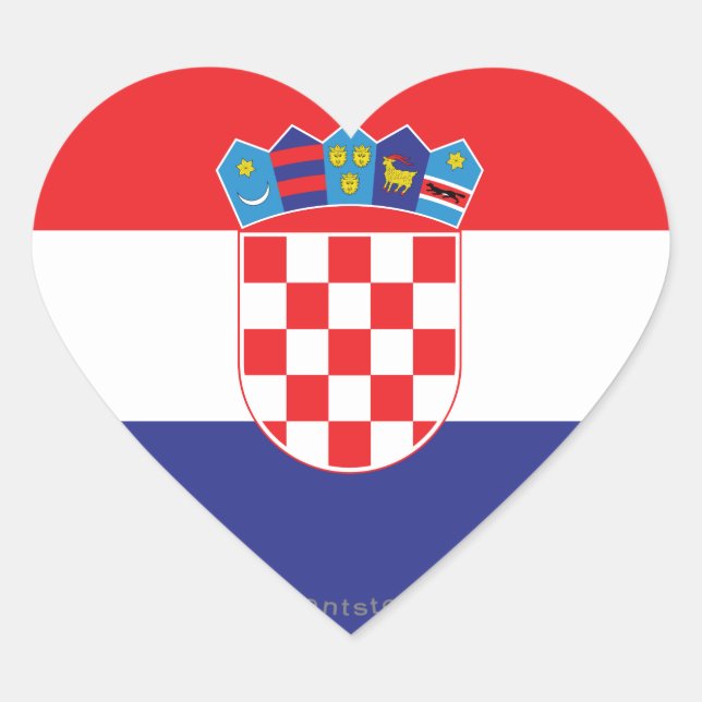 Sticker Cœur Drapeau ordinaire de Croatie (Devant)