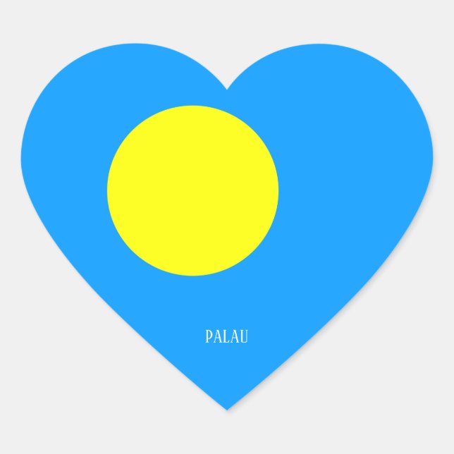 Sticker Cœur Drapeau Palaos Splendide Coeur patriotique (Devant)