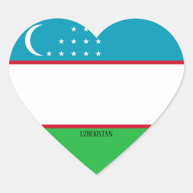 Sticker Cœur Drapeau Patriotique d'Ouzbékistan (Devant)