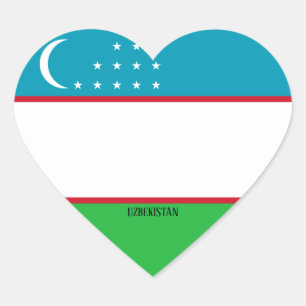 Sticker Cœur Drapeau Patriotique d'Ouzbékistan