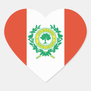 Sticker Cœur Drapeau Raleigh, Caroline du Nord