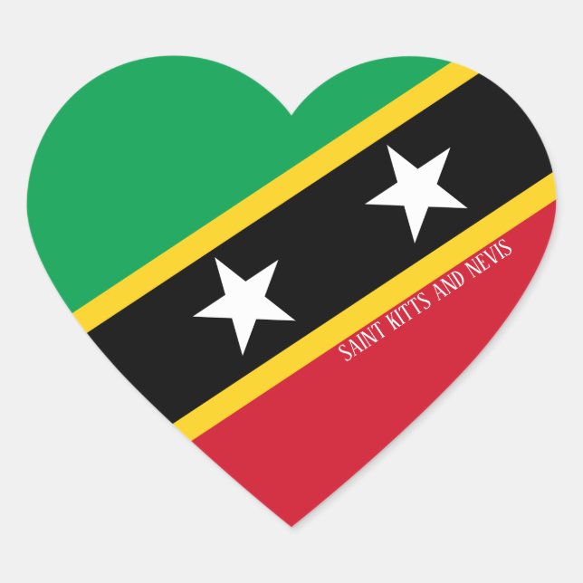 Sticker Cœur Drapeau Saint-Kitts-et-Nevis Splendide patriotique (Devant)