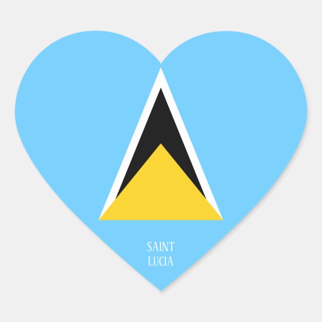 Sticker Cœur Drapeau Sainte-Lucie Splendide patriotique (Devant)
