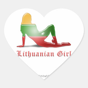 Sticker Cœur Drapeau Silhouette de fille lituanienne