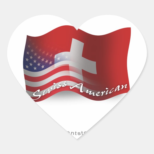 Sticker Cœur Drapeau suisse-américain (Devant)