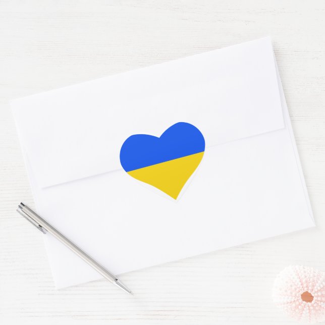 Sticker Cœur drapeau UKRAINE  (Enveloppe)