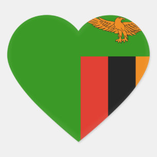 Sticker Cœur Drapeau Zambie