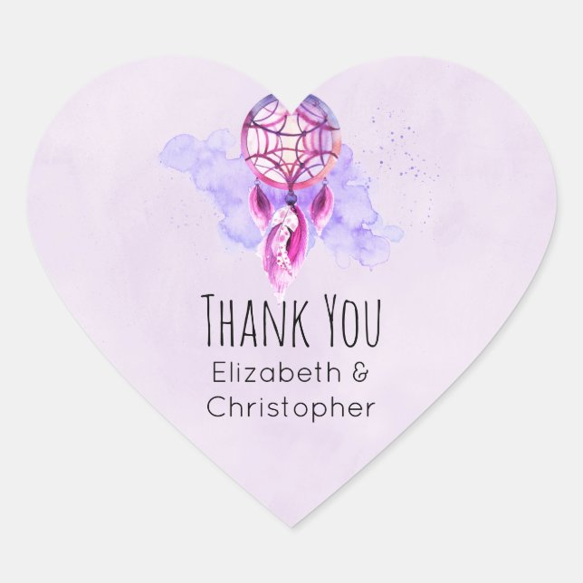 Sticker Cœur Dreamcatcher rose Douleur violette Splatter Merci (Devant)