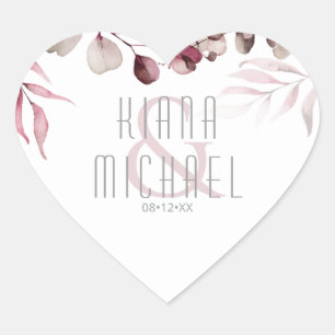 Sticker Cœur Dreamy Foliage Mariage Bourgogne ID817