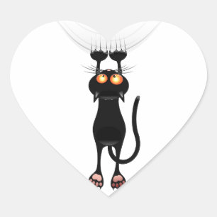 Sticker Cœur Drôle Accrocher sur le chat