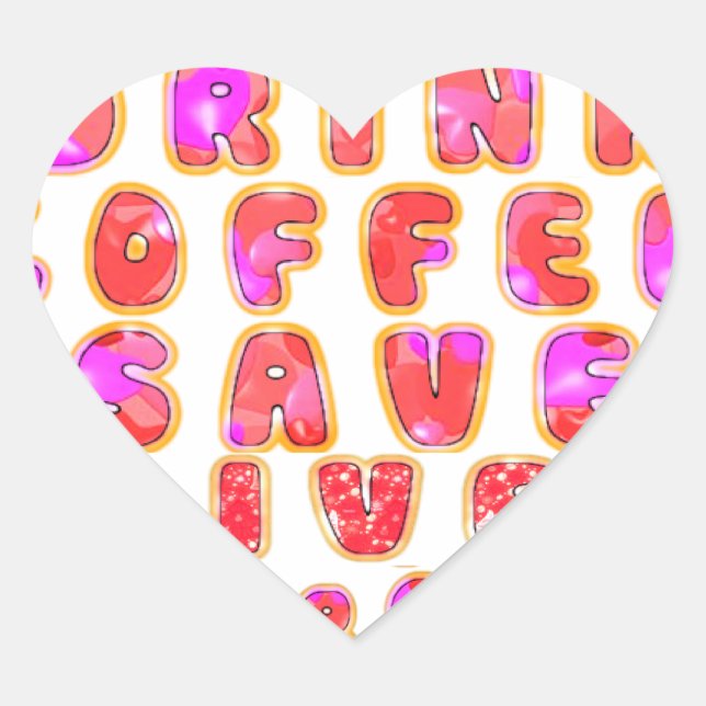Sticker Cœur Drôle cadeau pour les amateurs de café (Devant)