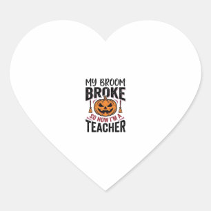 Sticker Cœur Drôle de professeur d'Halloween Balai Cassa Concep