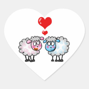 Sticker Cœur Drôle dessin animé, couple Mariage