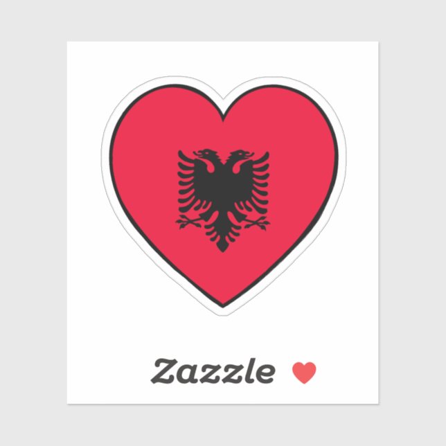 Sticker Coeur du drapeau albanais (Feuille)