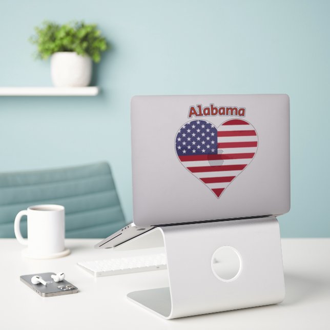 Sticker Coeur du drapeau américain de l'Alabama (Ordinateur portable sur le bureau)