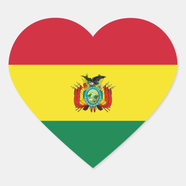 Sticker Coeur du drapeau de l'État de Bolivie (Devant)