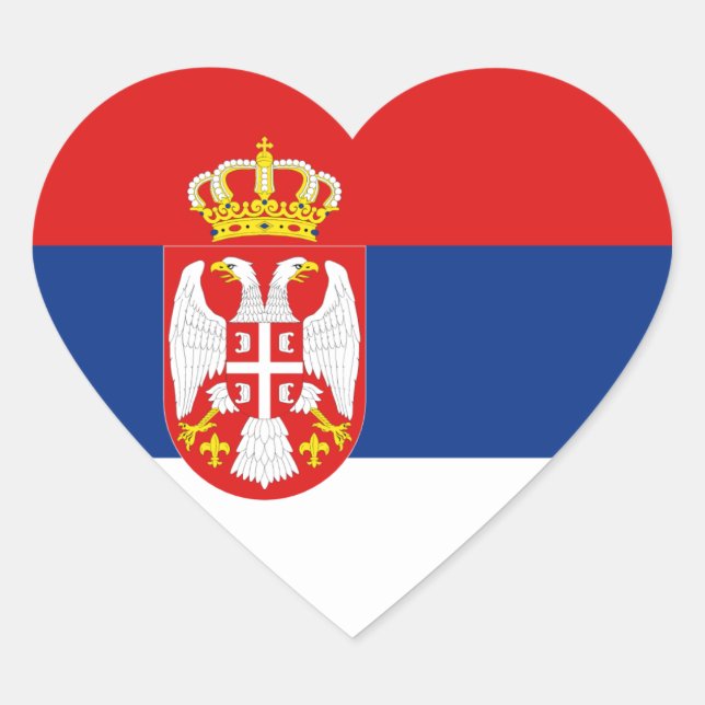 Sticker Coeur du drapeau de Serbie (Devant)