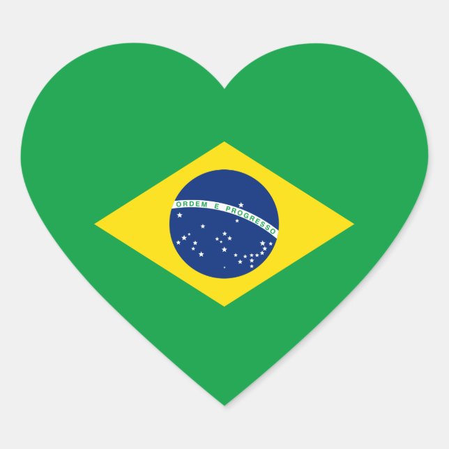 Sticker Coeur du drapeau du Brésil (Devant)