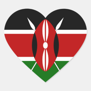 Sticker Coeur du drapeau du Kenya