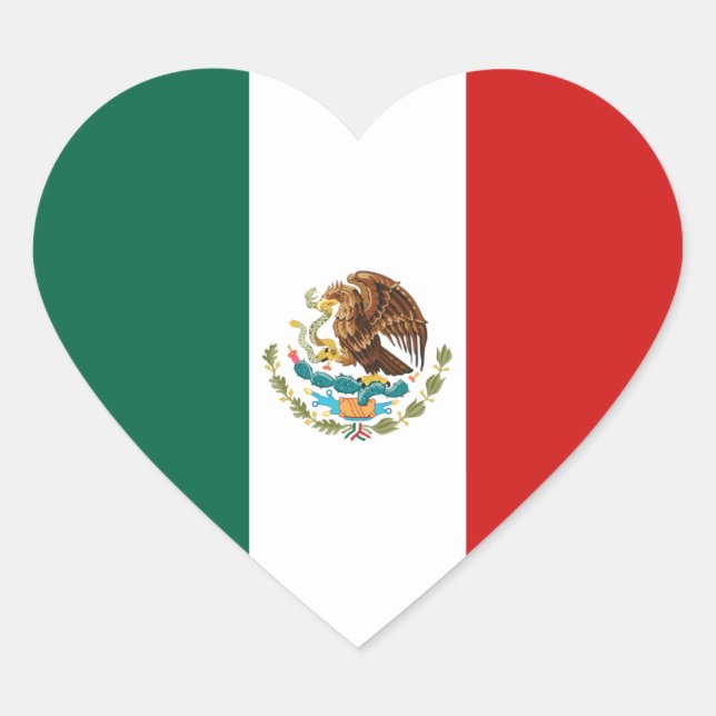 Sticker Coeur du drapeau du Mexique (Devant)
