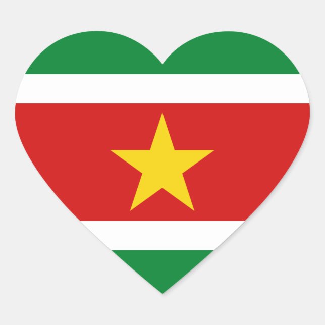 Sticker Coeur du drapeau du Suriname (Devant)