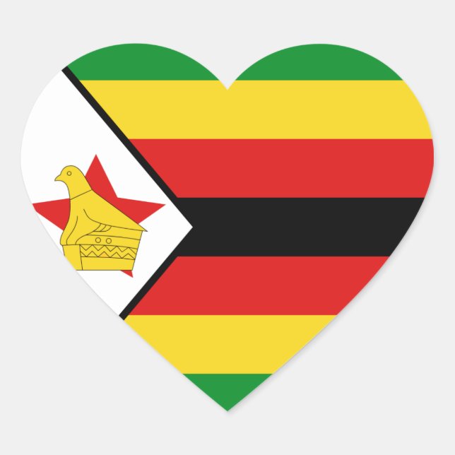 Sticker Coeur du drapeau du Zimbabwe (Devant)