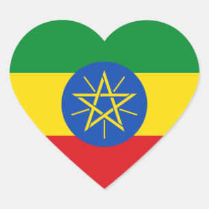 Sticker Coeur du drapeau éthiopien