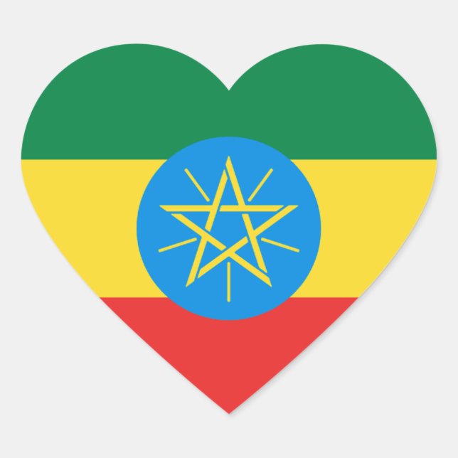 Sticker Coeur du drapeau éthiopien (Devant)