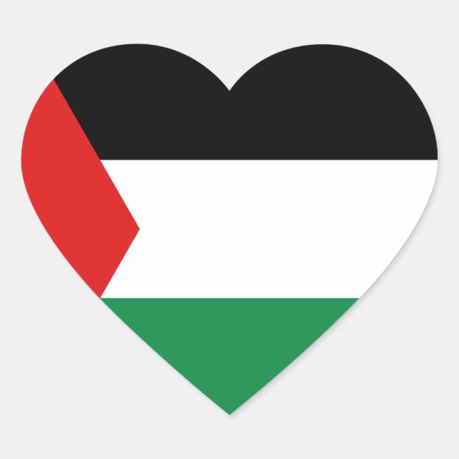 Sticker Coeur du drapeau palestinien (Devant)