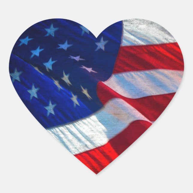Sticker Coeur du drapeau patriotique américain (Devant)