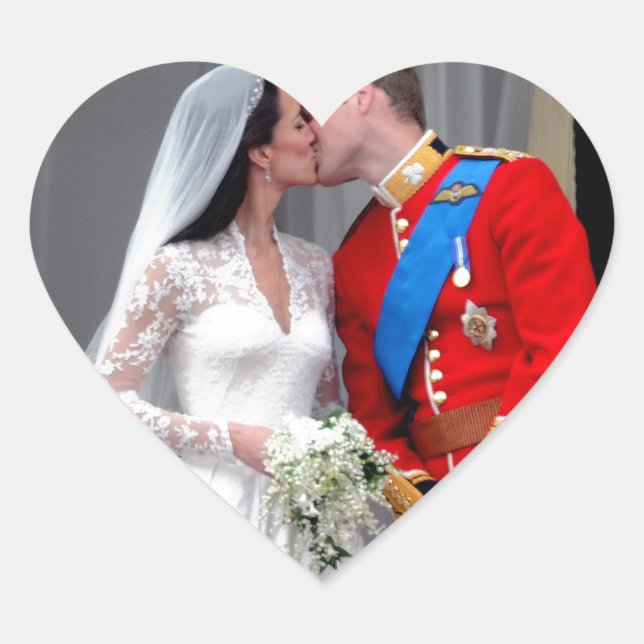 Sticker Cœur Duc et duchesse de Cambridge Mariage royal (Devant)