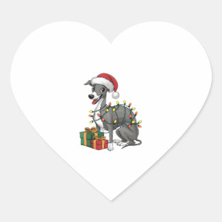 Sticker Cœur Éclairage de Noël Chapeau italien Greyhound Chien