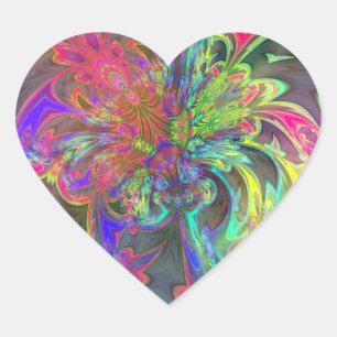 Sticker Cœur Éclat lumineux de couleur - saumon et indigo Deva
