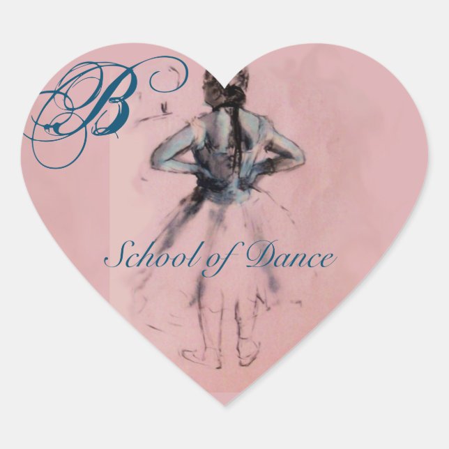 STICKER CŒUR ÉCOLE DE DANSE / BALLERINA BALLET DANSER MONOGRAM (Devant)